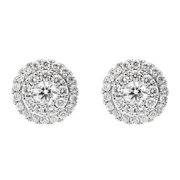18ct White Gold 0.46ct Diamond Round Cluster Stud Earrings, AE00126-P. 