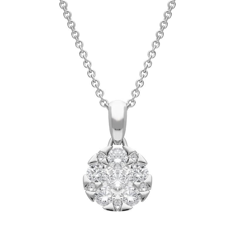 18ct White Gold 0.47ct Diamond Triangle Heart Edged Necklace FEU-1982