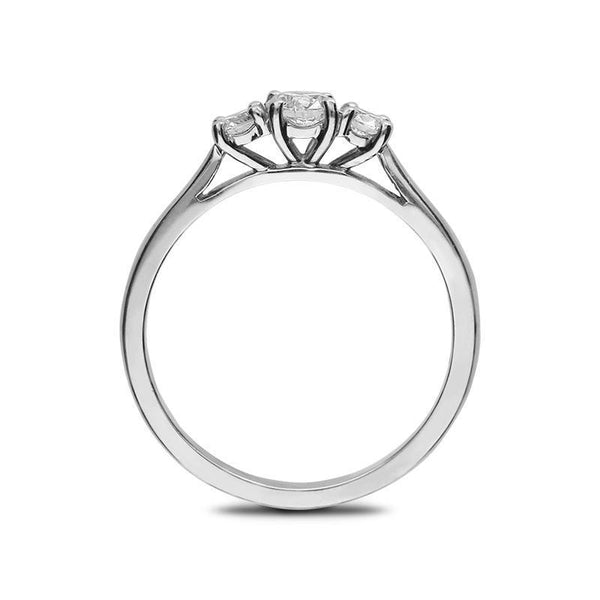 18ct White Gold 0.50ct Diamond Brilliant Cut Claw Set Trilogy Ring 12741V9 side