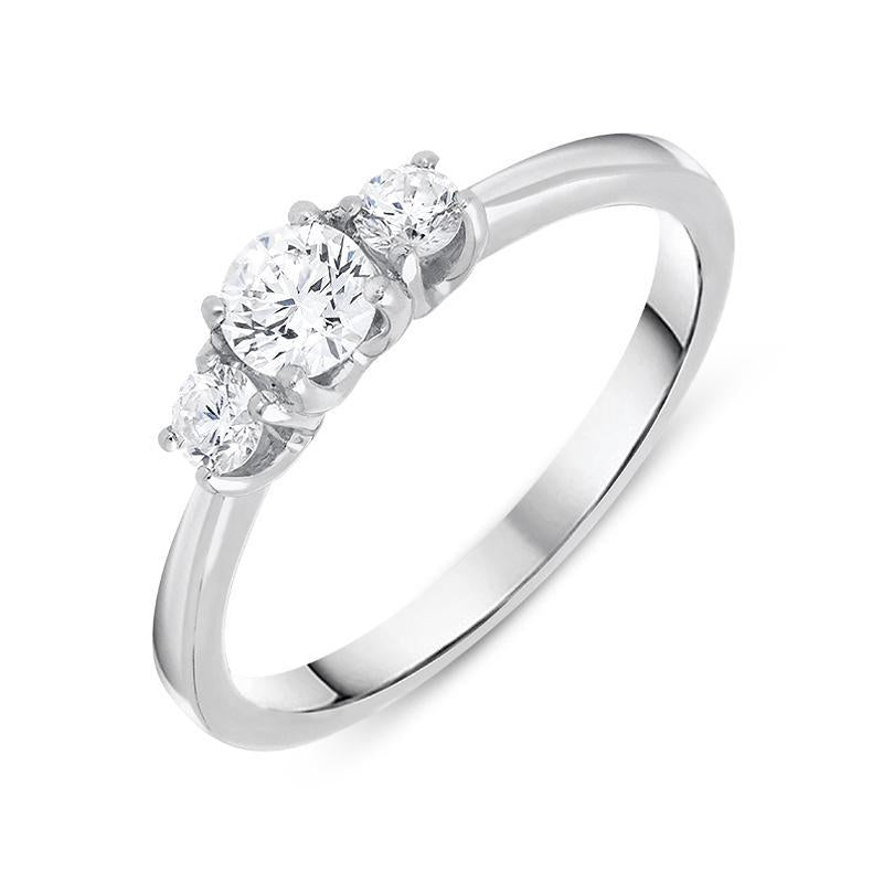 18ct White Gold 0.50ct Diamond Brilliant Cut Trilogy Ring. R1138.