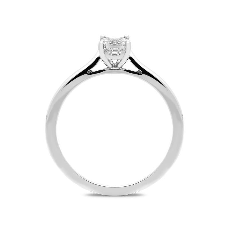 18ct White Gold 0.50ct Diamond Emerald Cut Solitaire Ring FEU-803