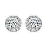 18ct White Gold 0.50ct Diamond Halo Stud Earrings, FEU-1624.