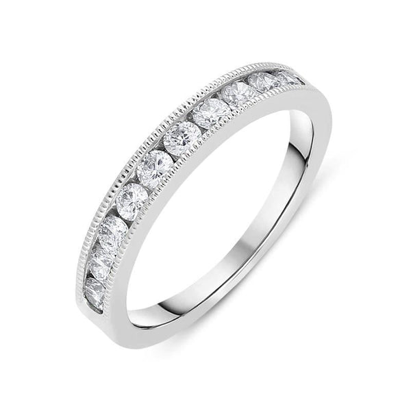 18ct White Gold 0.50ct Diamond Milgrain Half Eternity Ring. BNN-071.