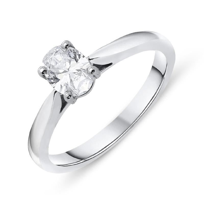 18ct White Gold 0.50ct Diamond Oval Cut Solitaire Ring, FEU-1322.