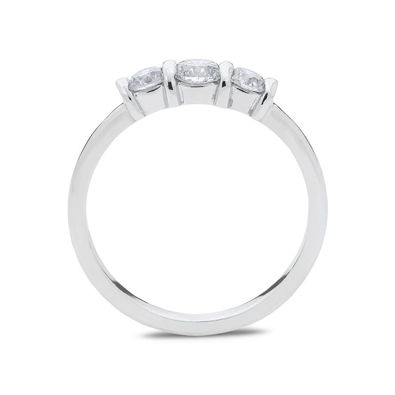 18ct White Gold 0.50ct Diamond Trilogy Bar Set Ring. FEU-445.
