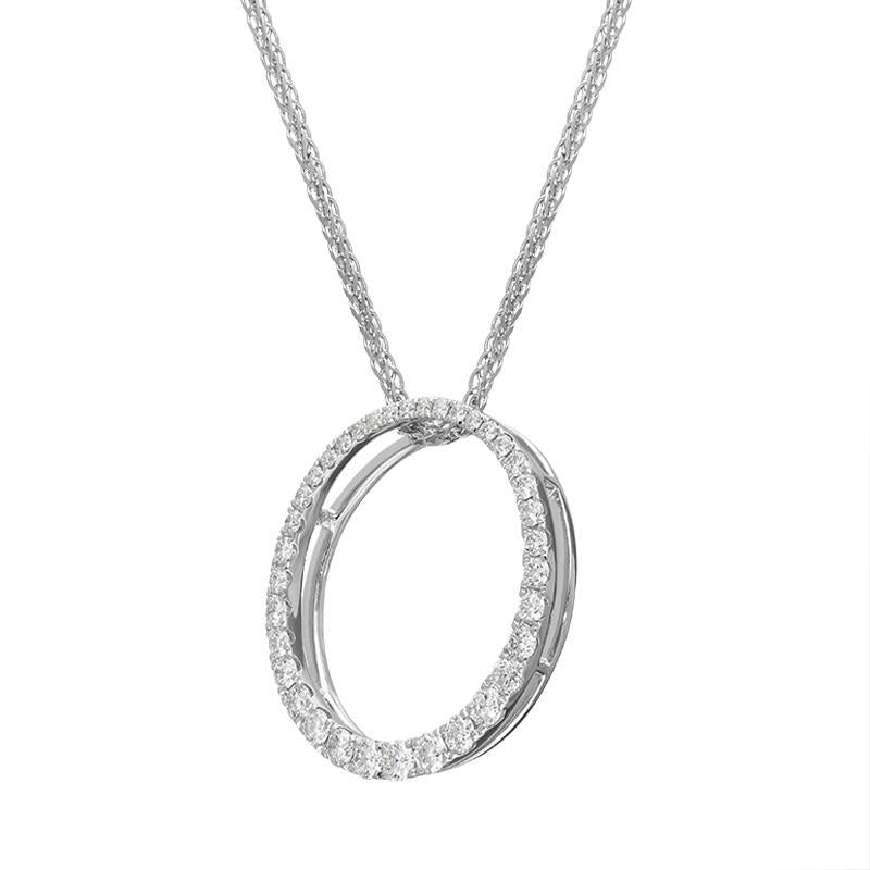 18ct White Gold 0.51ct Diamond Open Circle Necklace, FEU-1921.