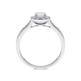 18ct White Gold 0.55ct Diamond Brilliant Cut Halo Ring, FEU-465.