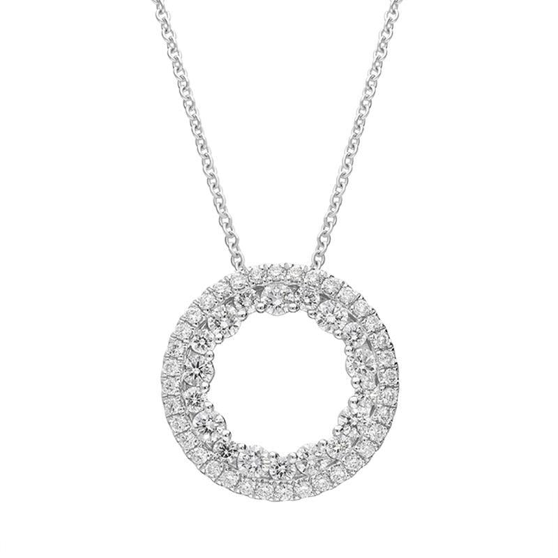 18ct White Gold 0.56ct Diamond Open Circle Necklace FEU-1976