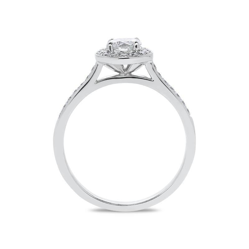 18ct White Gold 0.61ct Diamond Brilliant Cut Halo Ring, ATD-113.