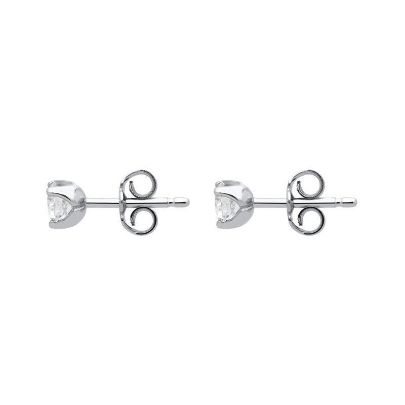 18ct White Gold 0.61ct Diamond Solitaire Stud Earrings, FEU-095.