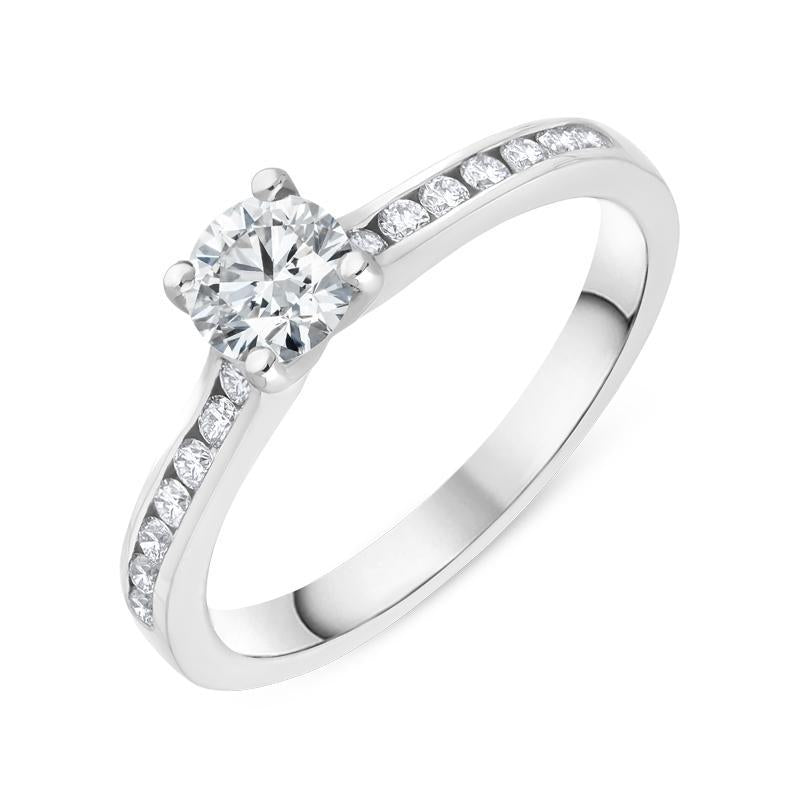 18ct White Gold 0.63ct Diamond Shoulder Solitaire Ring, R1133.