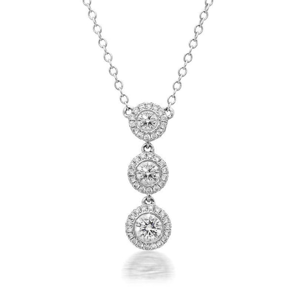 18ct White Gold 0.65ct Diamond Graduated Drop Necklace FEU-1278