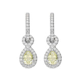 18ct White Gold 0.66ct Yellow Diamond Pear Drop Earrings, BLC-146.