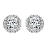 18ct White Gold 0.69ct Diamond Halo Stud Earrings, FEU-1252.