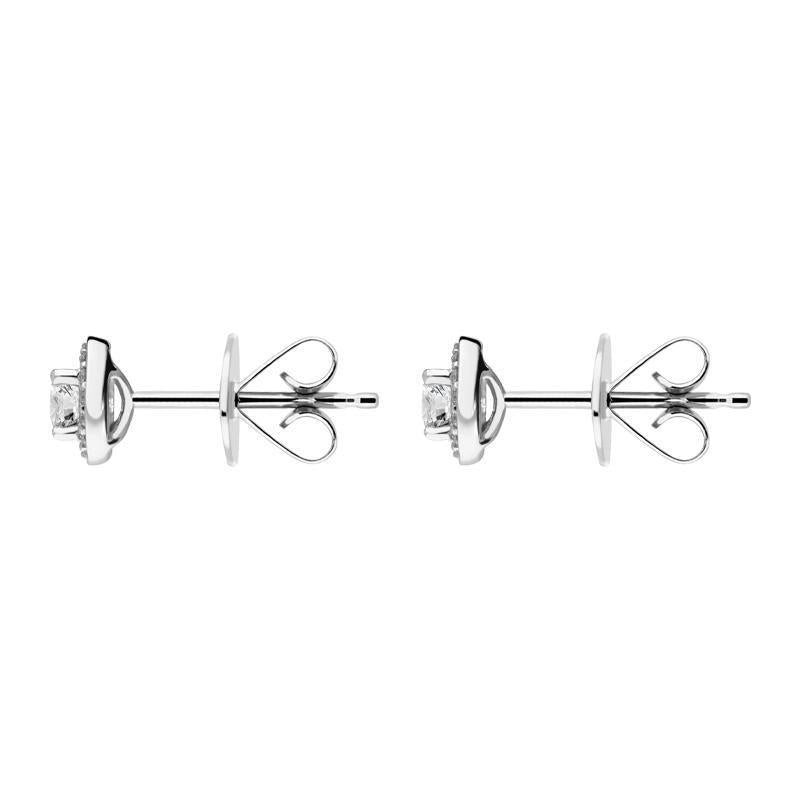 18ct White Gold 0.69ct Diamond Halo Stud Earrings, FEU-1252.