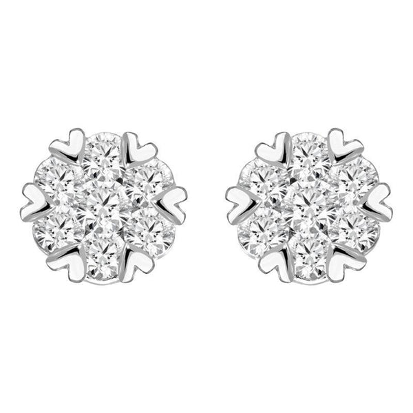 18ct White Gold 0.76ct Diamond Heart Edge Stud Earrings, E2382.