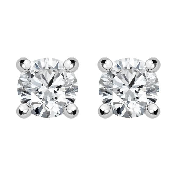 18ct White Gold 0.80ct Diamond Solitaire Brilliant Cut Stud Earrings, FEU-087.