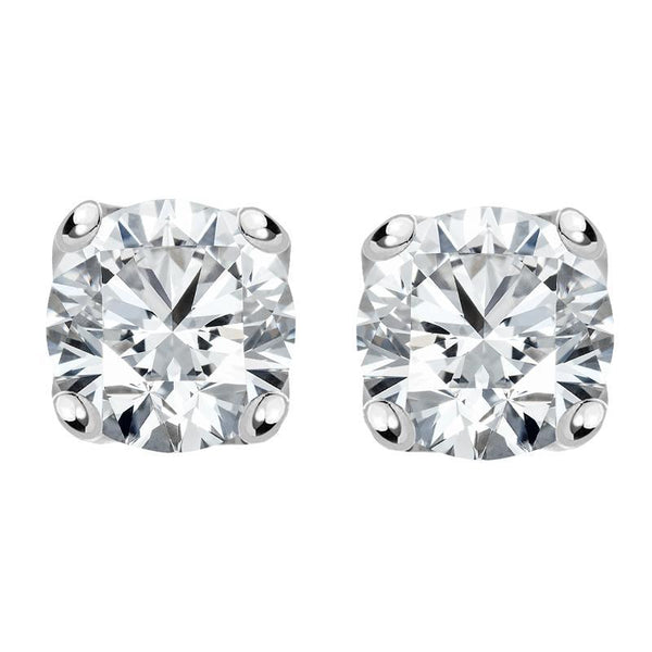 18ct White Gold 0.80ct Diamond Solitaire Brilliant Cut Stud Earrings FEU-097