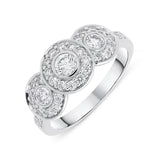 18ct White Gold 0.82ct Diamond Triple Round Shoulder Ring FEU-1649