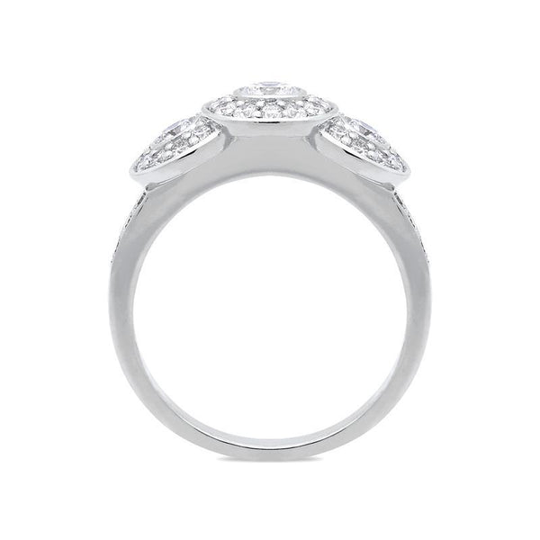 18ct White Gold 0.82ct Diamond Triple Round Shoulder Ring FEU-1649