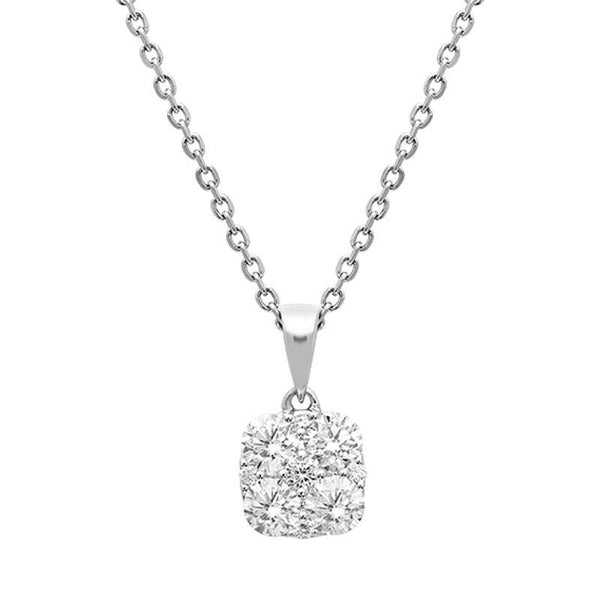 18ct White Gold 0.85ct Diamond Cushion Necklace, P3182.