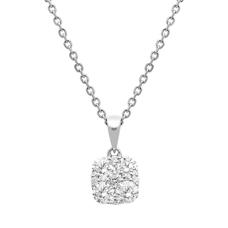18ct White Gold 0.85ct Diamond Cushion Necklace, P3182.