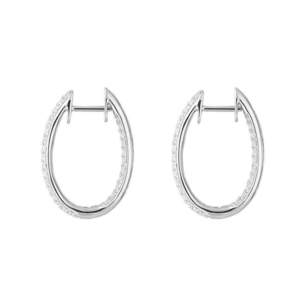 18ct White Gold 0.87ct Diamond Inside Out Hoop Earrings FEU-1210