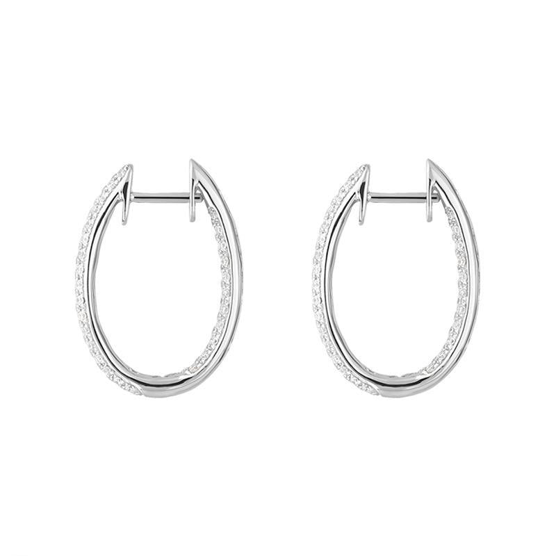 18ct White Gold 0.87ct Diamond Inside Out Hoop Earrings FEU-1210