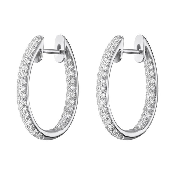 18ct White Gold 0.87ct Diamond Inside Out Hoop Earrings FEU-1210