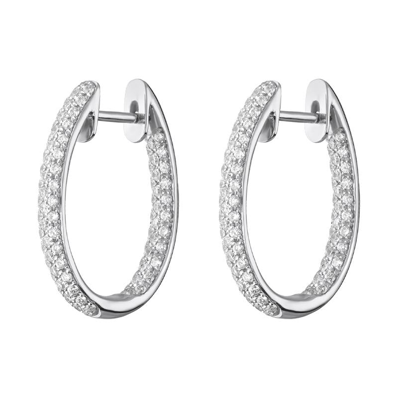 18ct White Gold 0.87ct Diamond Inside Out Hoop Earrings FEU-1210