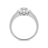 18ct White Gold 0.94ct Diamond Split Shoulder Round Cluster Ring FEU-1517