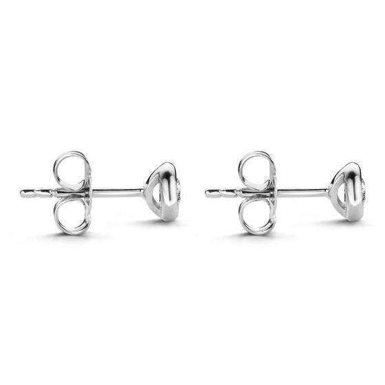 18ct White Gold 0.06ct Diamond Bezel Set Solitaire Stud Earrings BLC-046