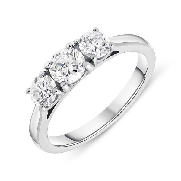 18ct White Gold 1.00ct Diamond Brilliant Cut Trilogy Ring. FEU-434.