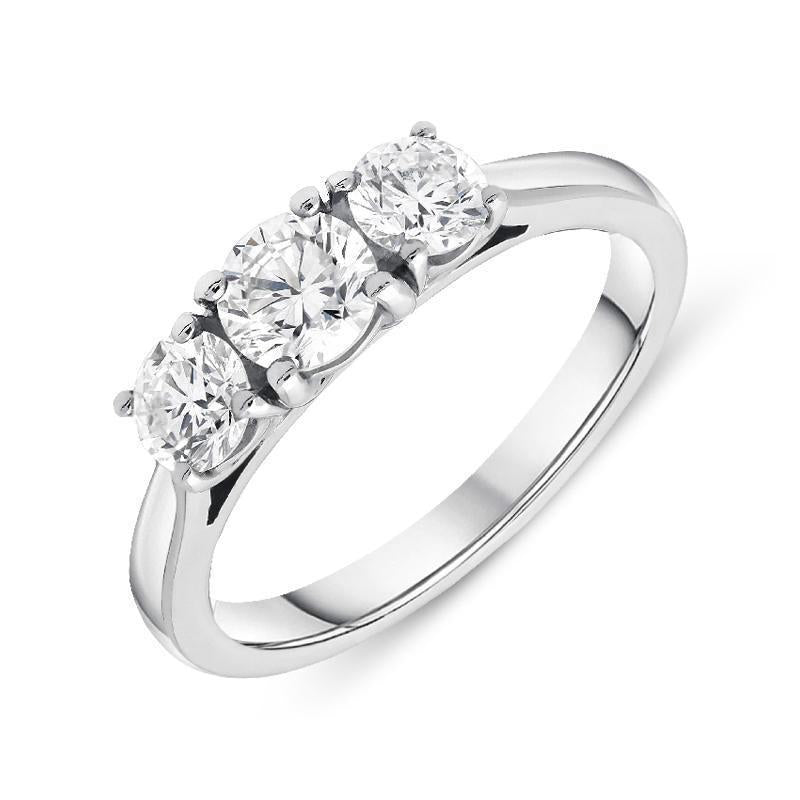 18ct White Gold 1.00ct Diamond Brilliant Cut Trilogy Ring. FEU-434.