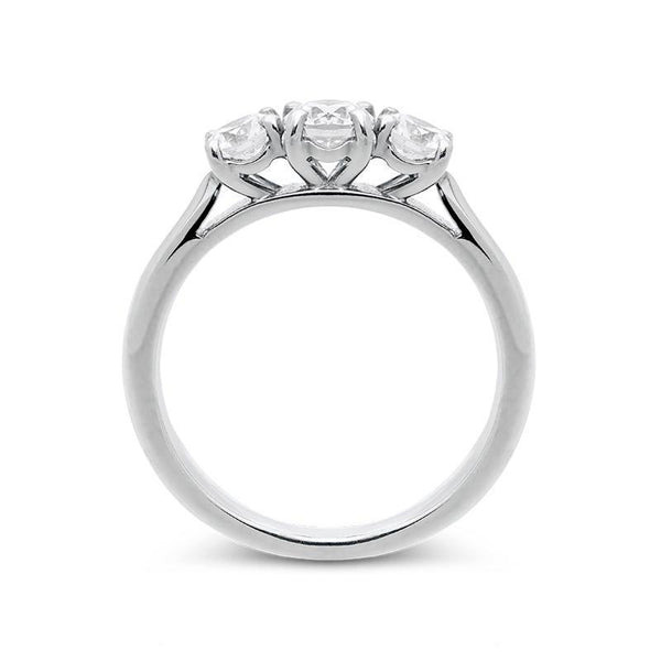 18ct White Gold 1.00ct Diamond Brilliant Cut Trilogy Ring. FEU-434.