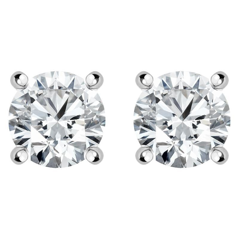 18ct White Gold 1.04ct Diamond Solitaire Stud Earrings, FEU-1612.