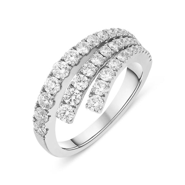 18ct White Gold 1.05ct Diamond Graduating Three Row Ring 9859DW