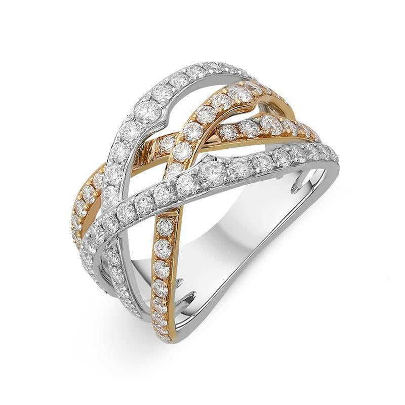 18ct White Gold 1.20ct Diamond Crossover Ring, FEU-1407.