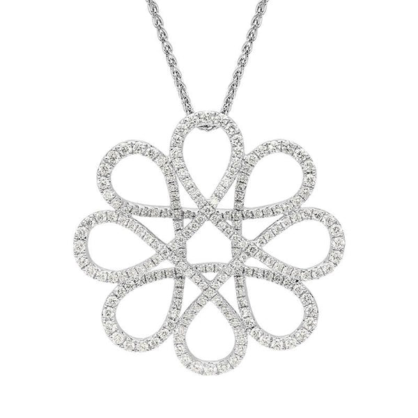 18ct White Gold 1.43ct Diamond Interlocking Floral Necklace, PJW-090.