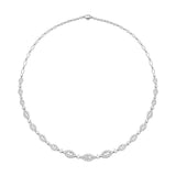 18ct White Gold 4.42ct Diamond Marquise Cluster Necklace, FEU-1796.