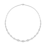 18ct White Gold 4.42ct Diamond Marquise Cluster Necklace, FEU-1796.