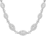 18ct White Gold 4.42ct Diamond Marquise Cluster Necklace, FEU-1796.