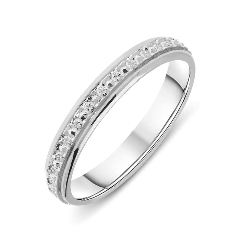 18ct White Gold Diamond 3mm Detailed Eternity Ring, BNN-121.