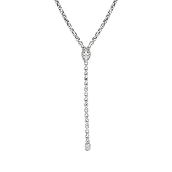 18ct White Gold Diamond Cascading Drop Necklace FOPE814FR