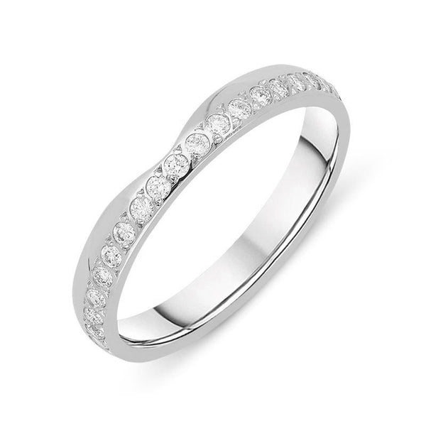 18ct White Gold Diamond Dipped Centre Half Eternity Ring, BNN-113.
