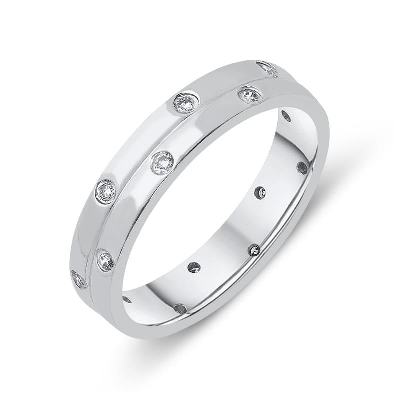18ct White Gold 0.16ct Diamond 4mm Double Row Ring, CGN-103.