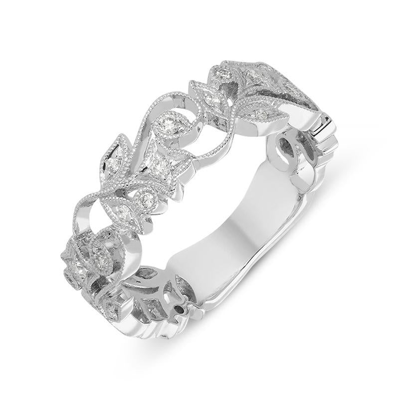 18ct White Gold Diamond Entwined Floral Ring, R1103.