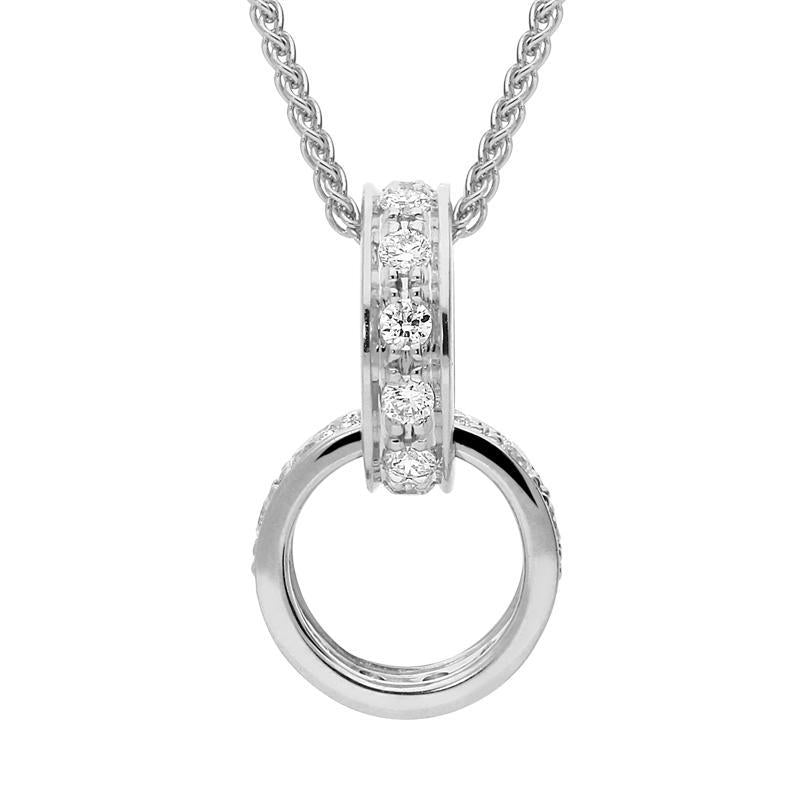 18ct White Gold Diamond Interlocking Circles Necklace, P3190C.