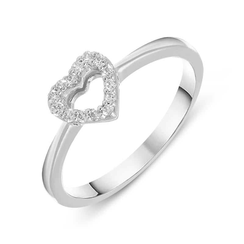 18ct White Gold Diamond Open Heart Ring. R902.