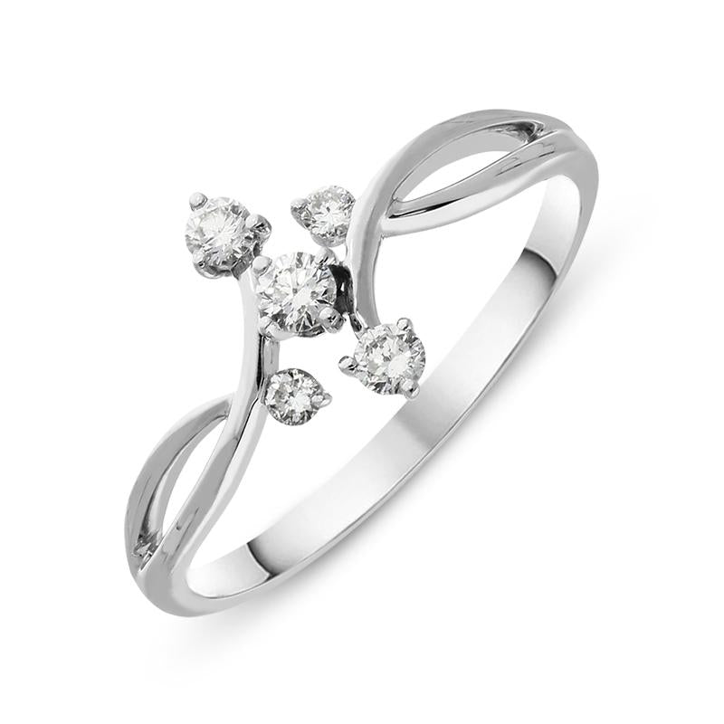 18ct White Gold Diamond Six Stone Twist Ring R1082